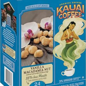 Kauai Coffee Vanilla Macadamia Nut Medium Roast- Compatible with Keurig Pods K-Cup Brewers (1 Pack of 24 Single-Serve Cups)