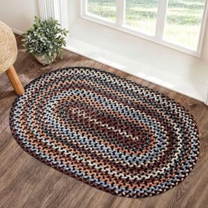Ascot AC82 Black Rock 2′ x 3′ Oval – Braided Area Rug, Home Decor, Floor Mat or Bedroom Rug – Easy Care, Ideal for High Traffic Areas in Hal…