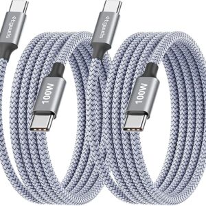 etguuds 100W USB C Cable 6.6ft, 2-Pack USB C to USB C Cable 100 Watt Fast Charging Type C Charger Cord for iPhone 16 15 Pro Max/Plus/Pro, M…