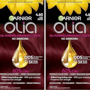 Garnier Hair Color Olia Ammonia-Free Brilliant Color Oil-Rich Permanent Hair Dye, 4.60 Dark Intense Auburn, 2 Count (Packaging May Vary)