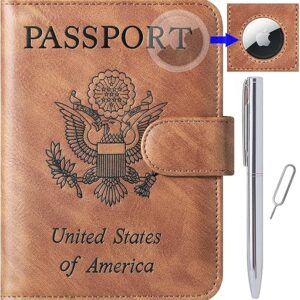 Airtag Passport Holder Cover Wallet Travel Essentials Leather Rfid Blocking Case Vacation Luggage Must Haves Travel Accessories for Men Wom…