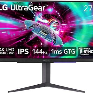 LG 27″ UltraGear 4K UHD (3840×2160) Gaming Monitor, 144Hz, 1ms, VESA DisplayHDR 400, G-SYNC and AMD FreeSync Premium, HDMI 2.1, DisplayPort…