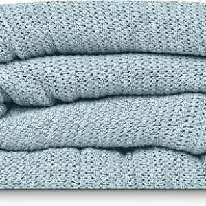 Linteum Textile Supply Leno Weave Ice Grey Blanket, Queen 100% Cotton, Lightweight, Warm, Extra-Fluffy, Premium and Durable Soft & Cozy Bed…