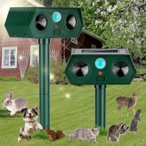 2Pack 2025 Ultrasonic Animal Repellent Outdoor Deer Repellent Devices Solar Animal Repeller Motion Activated Deterrent to Scare Cat Squirre…