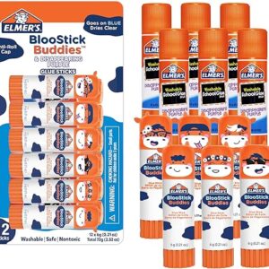 Elmer’s Glue Sticks Combo Pack, BlooStick Buddies and Disappearing Purple Glue Sticks, 6g, 12 Count