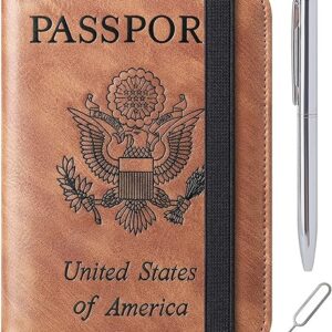 Passport Holder Cover Wallet Travel Essentials Leather Rfid Blocking Case Vacation Luggage Must Haves Travel Accessories for Men Women (116…