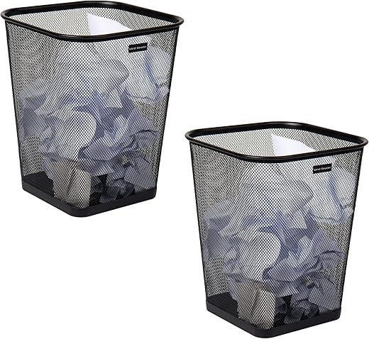 Mind Reader Black Mesh Trash Can Set