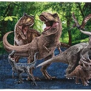 Jurassic World Dominion Blue Velociraptor and Rexy T-Rex Super Soft Cotton Bath/Pool/Beach Towel, 58 Inches x 28 Inches, By Franco Kids