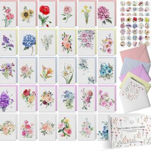 Dessie 100 Floral Blank Note Cards with Envelopes All Occasion. 100 4×6 Inch Blank Greeting Cards w/Pastel Color Envelopes & Floral Seals. …