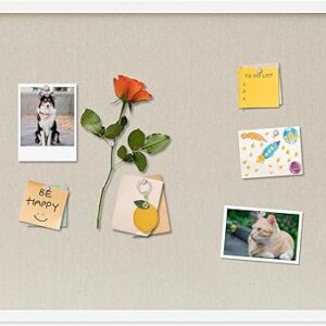 Cork Board with Linen White,Bulletin Board 30″x20″ Hanging Corkboards for Office Home School Message Board or Vision Board Decoration.