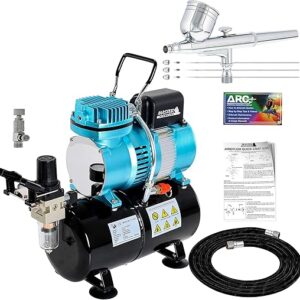 Master Airbrush Cool Runner II Dual Fan Air Tank Compressor System Kit with a Pro Set G222 Gravity Airbrush Kit with 3 Tips 0.2, 0.3 & 0.5 …