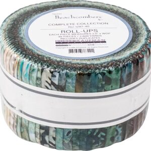Lunn Studios Artisan Batiks Beachcombers Roll Up 40 2.5-inch Strips Robert Kaufman RU-1287-40