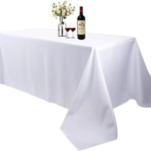 Rectangle Tablecloth – 90 x 156 Inch – White Rectangular Table Cloth for 8 Foot Table in Washable Polyester – Great for Wedding, Restaurant…