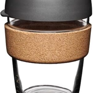 KeepCup Brew Cork – Reusable Coffee Cup Tempered Glass and Natural Cork, M 12oz/340ml – Press