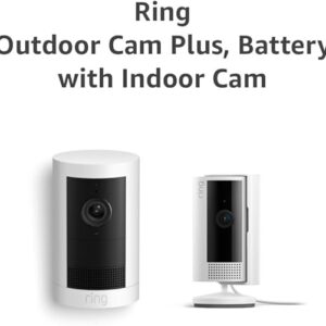 All-new Ring Outdoor Cam Plus Battery, White with Ring Indoor Cam, White