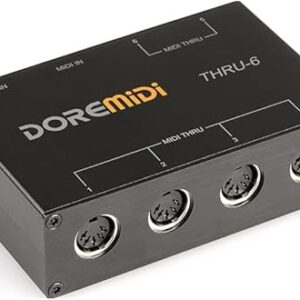 Thru 6 MIDI Box 1-In 6-Out Splitter with 3.3ft Cable USB MIDI Interface Standard 5 Pin Hi Fi No Delay