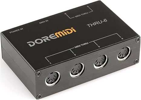 Thru 6 MIDI Box 1-In 6-Out Splitter with 3.3ft Cable USB MIDI Interface Standard 5 Pin Hi Fi No Delay