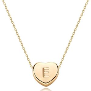 Tiny Gold Initial Heart Necklace-14K Gold Plated Handmade Dainty Letter Heart Necklace for Women Necklace Jewelry