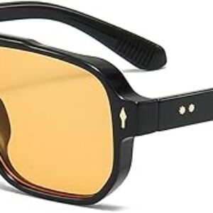 Retro Square Aviator Sunglasses Women Men Fashion Rectangle Sun Glasses 70s Classic Vintage Shades