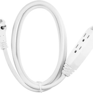 Clear Power 6 ft 3 Outlet Heavy Duty Flat Plug Extension Cord 14/3 SJT for Small Tools, Appliance and Office Equipment, White, 3 Prong Grou…