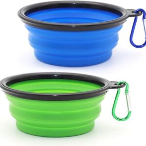 Dog Bowl Pet Collapsible Bowls, 2 Pack for Cats Dogs, Portable Pet Feeding Watering Dish for Walking Parking Traveling with 2 Carabiners (S…
