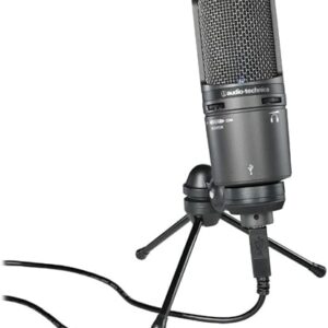 Audio-Technica AT2020USB+ Cardioid Condenser USB Microphone, With Built-In Headphone Jack & Volume Control, Perfect for Content Creators