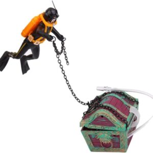 BESPORTBLE Aquarium Treasure Chest Diver Decoration – Unique Fish Tank Ornament for Aquatic Landscapes – Enhances Your Aquarium with Air Bu…