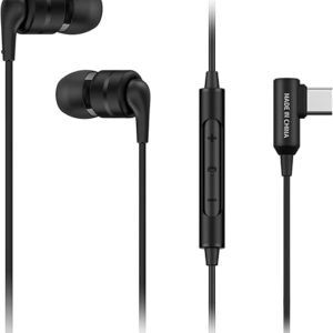 SoundMAGIC E80D USB-C in-Ear Stereo Headphones, L-Shape Plug, in-Line Controller, Metal Housing, 10mm Dynamic Drivers, Water/Dust Proof, Bl…