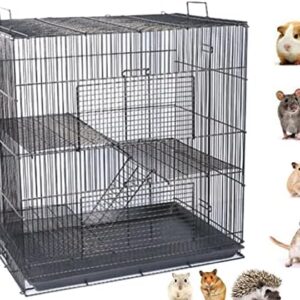 3-Levels Easy Portable Collapsible Ferret Chinchilla Sugar Glider Rats Mouse Animal Critter Chew-Proof Metal Carrier Travel Cage with Narro…