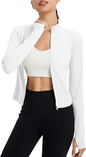 baleaf Women's UPF 50+ Sun Shirts Protection SPF Crop Jacket UV Protection Long Sleeve Full Zip Clothing Lightweight