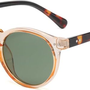 Gleyemor Fashion Polarized Round Sunglasses for Men Women Retro Vintage Acetate Frame Sunglasses