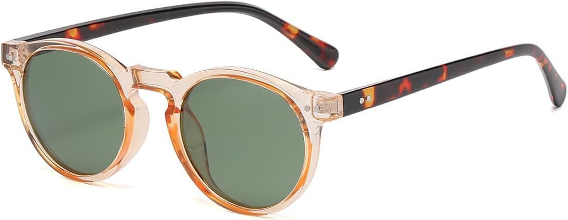 Gleyemor Fashion Polarized Round Sunglasses for Men Women Retro Vintage Acetate Frame Sunglasses