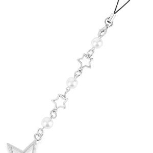 Star Phone Strap Charm Cute Cell Phone Charms Kawaii Silver Metal Cellphone Strap Aesthetic Accessories Chain Star Charms Y2K String for Ba…
