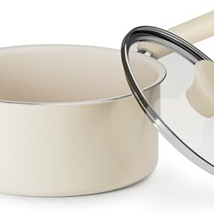 Redchef Ceramic Nonstick Saucepan with Lid, 3QT Small Cooking Pot, Non Toxic Sauce Pans for Kitchen, Cool Handle PFAS Free Compatible with …