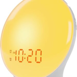 Wake Up Light Sunrise Alarm Clock for Kids, Heavy Sleepers, Bedroom, with Sunrise Simulation, Sleep Aid, Dual Alarms, FM Radio, Snooze, Nig…