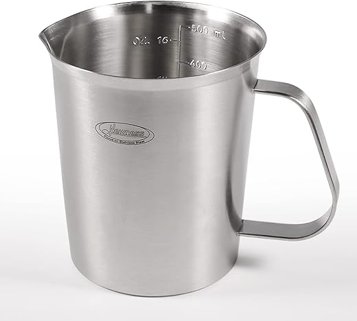 Newness Stainless Steel Measuring Cup, Metal Measuring Cup with Handle (Upgraded, 3 Marking Including Cup/ML/Ounce Scale), 16 Ounces (0.5 L...