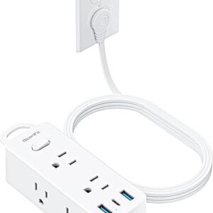Power Strip Surge Protector, Olcorife Ultra Thin Flat Plug Extension Cord 5ft, 6 Outlets 3 USB Ports(1 USB C), 3 Sided Outlet Extender for …
