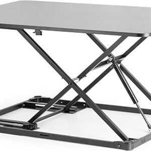 VIVO Black Ultra-Slim Single Top Height Adjustable 31 inch Standing Desk Converter, Compact Sit Stand Desktop Riser for Monitor or Laptop, …