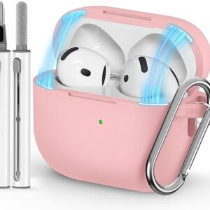 for AirPods 4 Case 2024 with Magnetic Lid Lock,Soft Silicone Protective Cover for Apple AirPods 4th Generation Cases with Cleaner Kit,AirPo…