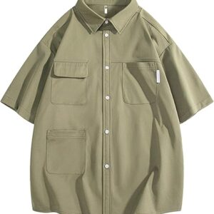 Men’s Oversize Short Sleeve Button Down Shirt