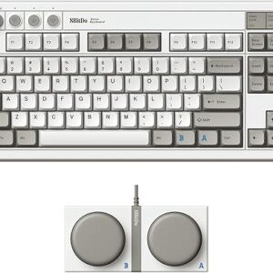 8BitDo Retro Mechanical Keyboard, Bluetooth/2.4G/USB-C Hot Swappable Gaming Keyboard with 87 Keys, Dual Super Programmable Buttons for Wind…