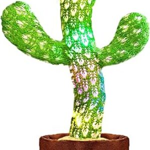 Talking Cactus Toy with LED English Songs, Singing Cactus Dancing Musical Tummy Time Toys Baby Mimicking Repeats What You Say (Audio Record…