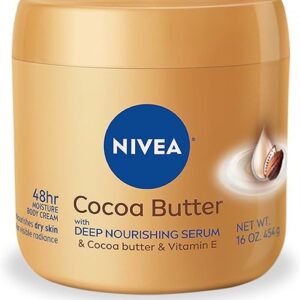 NIVEA Cocoa Butter Body Cream with Deep Nourishing Serum, Cocoa Butter Cream for Dry Skin, Skin Care Gifts for Mom, 16 Ounce Jar