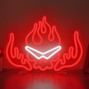 Gurren Lagann Flaming Skull Neon Sign Led Dimmable Anime Kamina Neon Sign for Wall Decor Sunglasses Fire Led Neon Light Sign Light Up Sign …