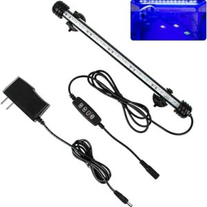iKefe 11″ White & Blue Submersible LED Aquarium Fish Tank Light with Timer/Dimmable Underwater Fish Tank Aquarium LED Lights Fixture for Sa…