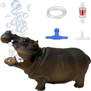 Fish Tank Bubbler Decorations Aquarium Ornament Kit with Air Stone Pump – Hippo Aquarium Decor (9.8ft Tube)