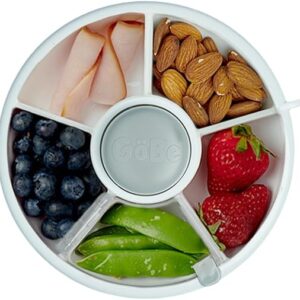 GoBe Kids Small Snack Spinner Flip Bundle with Hand Strap and Sticker Sheet – Reusable Snack Container with 5 Compartment Dispenser and Lid…