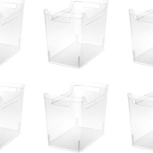 Sterilite Medium Shelf Bin with Handles, Plastic Storage Container for Organizing Shelving, Closet, Pantry, and Countertops, Clear, 6-Pack