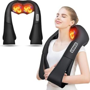 AERLANG Shiatsu Back and Neck Massager, Back Massager Deep Tissue Kneading Neck and Shoulder Massage with Heat, Electric Massage Pillow Mot…