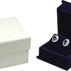 Navy Blue Color Luxury Velvet Multiple Use Earring Necklace Pendant Jewelry Gift Box for Wedding, Birthday, Valentine’ Day, Mother’s Day, C…